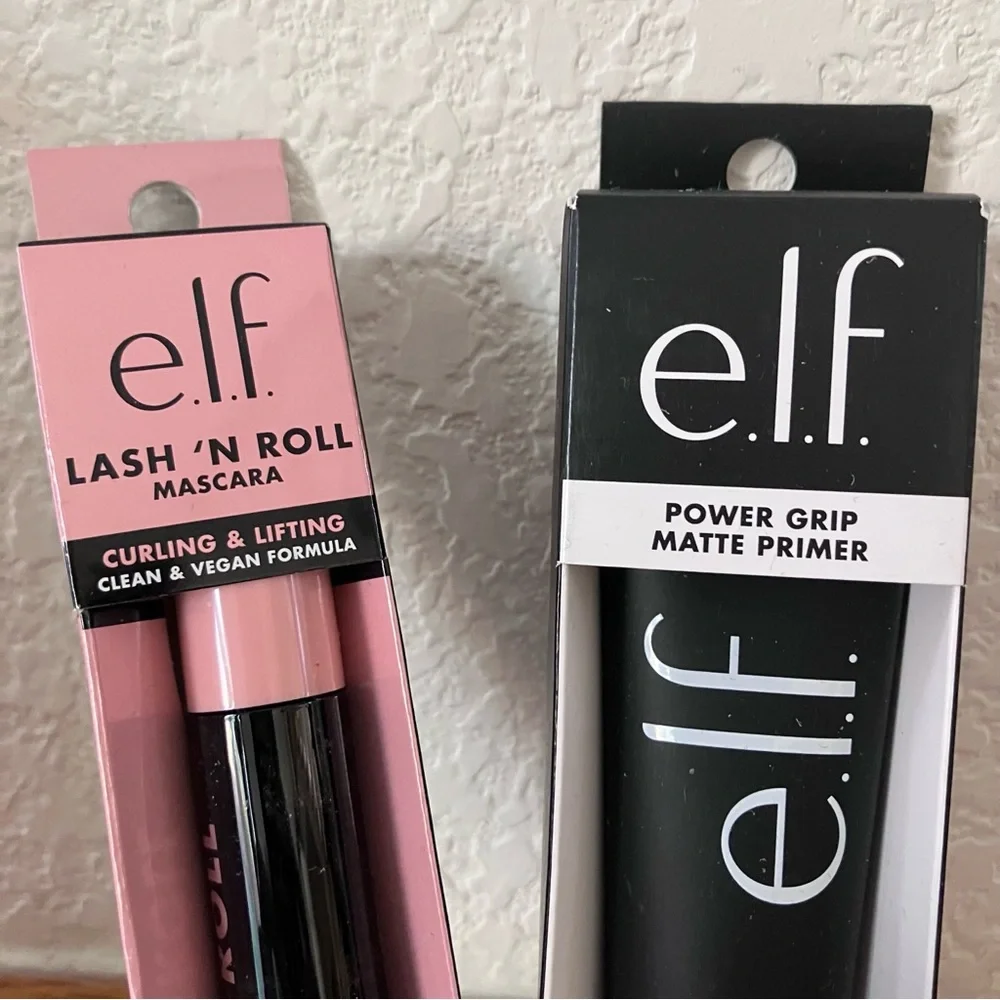 E.L.F. COSMETICS Power Grip Matte Primer Lash N Roll Mascara Travel Bundle NEW